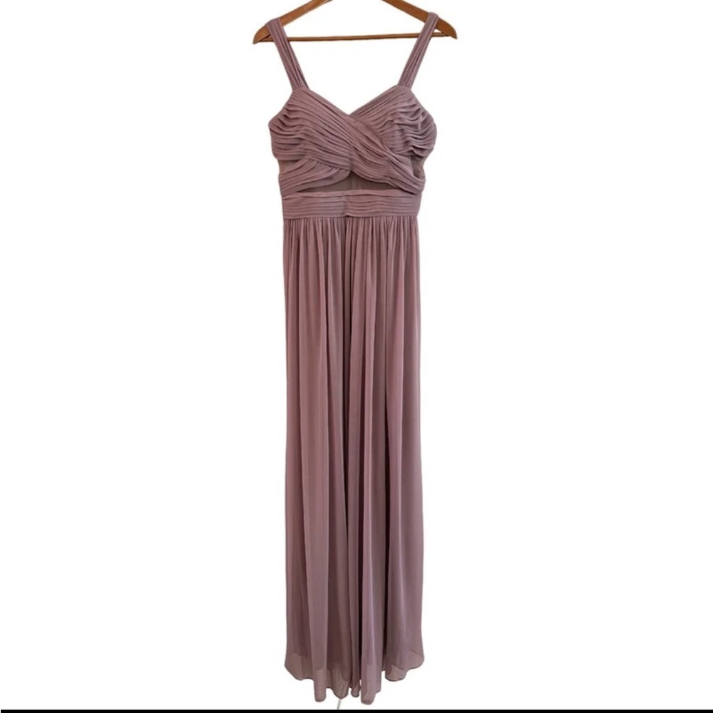 EVA USA 3125 Mauve Maxi Gown with Pleating and Mesh Panels size Medium - Picture 2 of 11